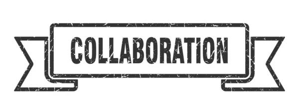 Nastro Collaborazione Collaborazione Grunge Band Segno Banner Collaborazione — Vettoriale Stock