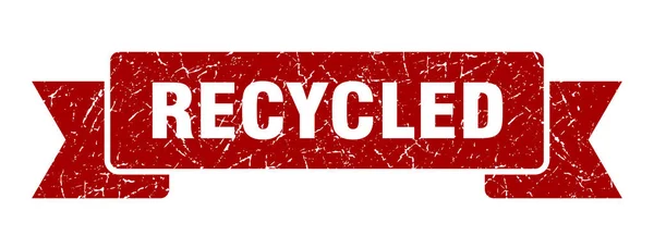 Wstążka Recyklingu Poddany Recyklingowi Znak Zespołu Grunge Sztandar Pochodzący Recyklingu — Wektor stockowy