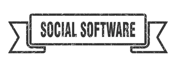 ソーシャルソフトウェアのリボン ソーシャルソフトウェアのグランジバンドサイン ソーシャルソフトウェアのバナー — ストックベクタ