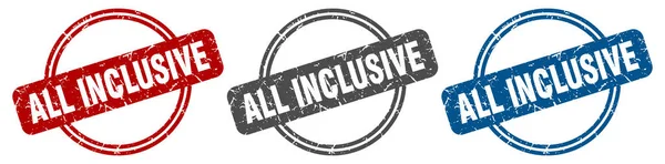 Razítko All Inclusive Všestranné Znamení Sada Popisků All Inclusive — Stockový vektor