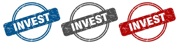 Investire Francobollo Investire Segno Investire Set Etichette — Vettoriale Stock