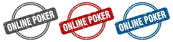 Online Poker Stämpel Online Poker Tecken Online Poker Etikett Set — Stock vektor