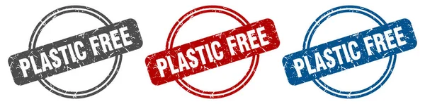 Πλαστική Ελεύθερη Σφραγίδα Πλαστικό Ελεύθερο Σημάδι Πλαστικό Σετ Ετικετών Free — Διανυσματικό Αρχείο