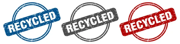 Ανακυκλωμένη Σφραγίδα Ανακυκλωμένο Σήμα Σετ Ανακυκλωμένης Ετικέτας — Διανυσματικό Αρχείο