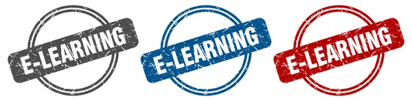 Sello Learning Signo Aprendizaje Electrónico Conjunto Etiquetas Aprendizaje Electrónico — Vector de stock