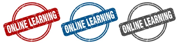 オンライン学習スタンプです オンライン学習サインです オンライン学習ラベルセット — ストックベクタ