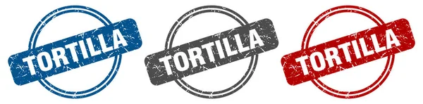 Tortilla Stempel Tortilla Zeichen Tortilla Etikettenset — Stockvektor
