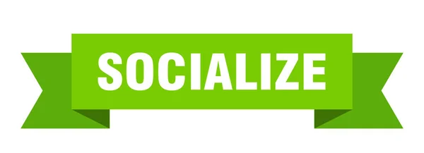 Socializar Fita Socialize Sinal Banner Banda Papel —  Vetores de Stock