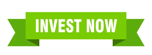 Investir Agora Fita Investir Agora Sinal Banner Banda Papel — Vetor de Stock