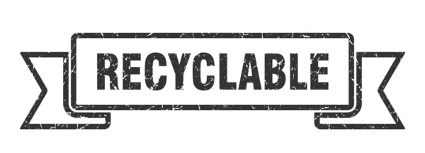リサイクル可能なリボンサイン リサイクル可能なヴィンテージレトロバンド — ストックベクタ