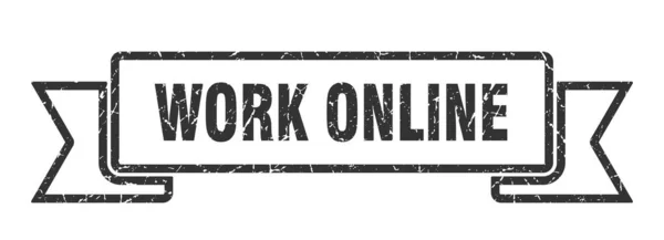 Bekerja Online Pita Tanda Work Online Vintage Retro Band - Stok Vektor