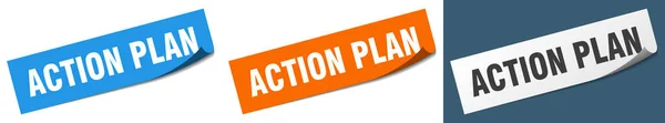 Σχέδιο Δράσης Χαρτί Peeler Σήμα Οριστεί Αυτοκόλλητο Του Σχεδίου Δράσης — Διανυσματικό Αρχείο