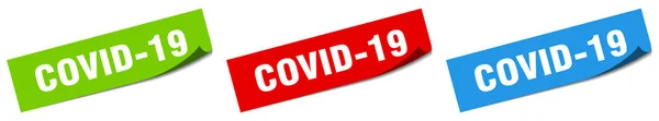 Covid 19纸剥皮标志集 Covid 19贴纸 — 图库矢量图片