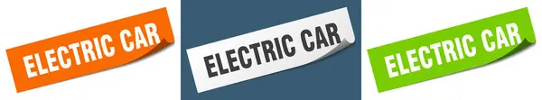 Elektrikli Araba Kâğıt Soyucu Tabelası Hazır Elektrikli Araba Etiketi — Stok Vektör