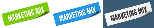 Marketing Mix Papierschäler Schilderset Aufkleber Marketing Mix — Stockvektor