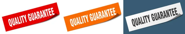 Quality Guarantee Paper Peeler Sign Set Quality Guarantee Sticker — Stock Vector