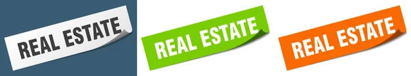 Real Estate Paper Peeler Sign Set Real Estate Sticker — Stock Vector