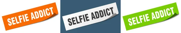 Selfie Addict Papel Descascador Sinal Definido Autocolante Viciado Selfie — Vetor de Stock