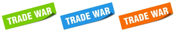 Comércio Guerra Papel Descascador Sinal Definido Etiqueta Guerra Comercial —  Vetores de Stock
