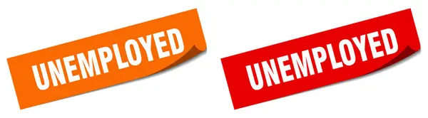 Unemployed Paper Peeler Sign Set Unemployed Sticker — Stock Vector
