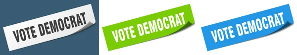 投票民主党员纸剥皮的标志设置 投票民主人士贴纸 — 图库矢量图片