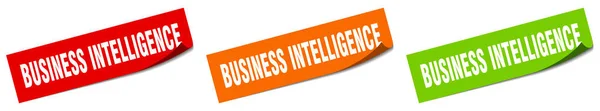 Business Intelligence Papel Descascador Sinal Definido Etiqueta Inteligência Negócios —  Vetores de Stock