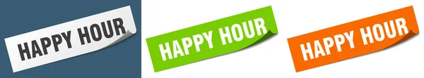 Happy Hour Papier Obieraczka Zestaw Znaków Naklejka Happy Hour — Wektor stockowy