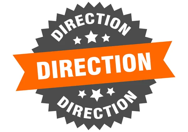 Direction Rond Isolé Ruban Étiquette Signe Direction — Image vectorielle