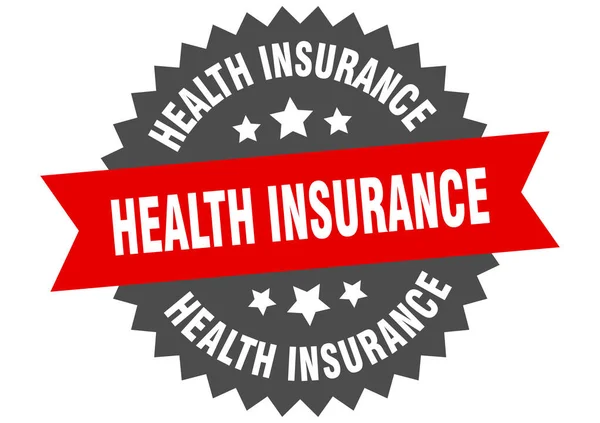 Zdravotní Pojištění Kulaté Izolované Stuhy Štítek Značka Zdravotního Pojištění — Stockový vektor
