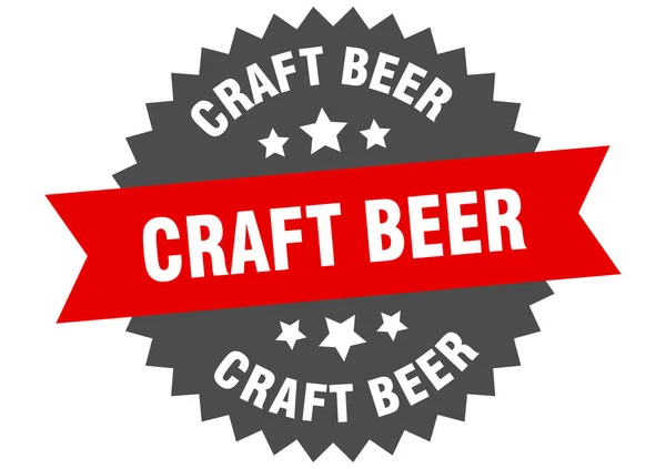 Ambachtelijk Bier Rond Geïsoleerd Lint Label Ambachtelijke Bier Teken — Stockvector