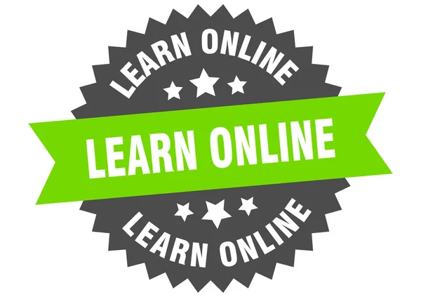 Imparare Line Etichetta Nastro Rotondo Isolato Imparare Segno Online — Vettoriale Stock