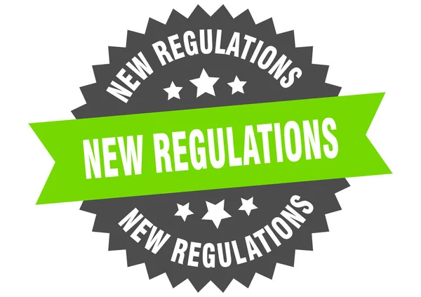 Nowe Przepisy Okrągłe Pojedyncze Etykiety Wstążki Podpisanie Nowych Przepisów — Wektor stockowy