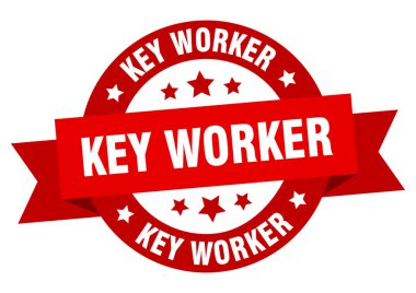 Kurdelenin etrafındaki anahtar işçi etiketi. anahtar işçisi imzası