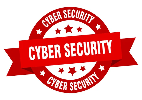 Ruban Rond Cybersécurité Étiquette Isolée Signe Cybersécurité — Image vectorielle