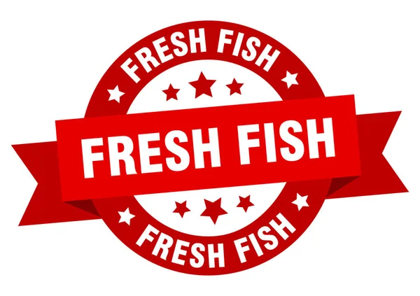 Pesce Fresco Nastro Rotondo Isolata Etichetta Segno Pesce Fresco — Vettoriale Stock