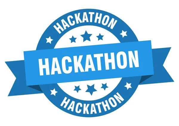 Hackathon Στρογγυλή Κορδέλα Απομονωμένη Ετικέτα Υπογραφή Hackathon — Διανυσματικό Αρχείο