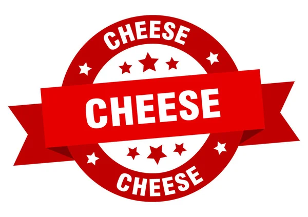 奶酪圆丝带隔离标签 奶酪标志 — 图库矢量图片