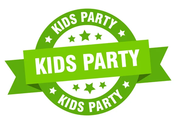Kids Party Ribbon Isolated Label Kids Party Sign — Stock Vector