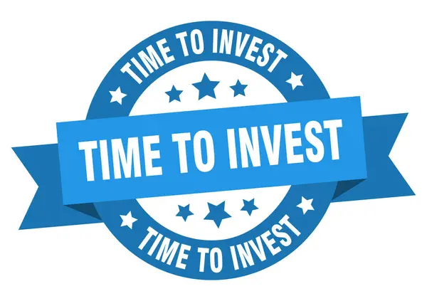 Tijd Rond Lint Geïsoleerd Label Investeren Tijd Investeren Teken — Stockvector