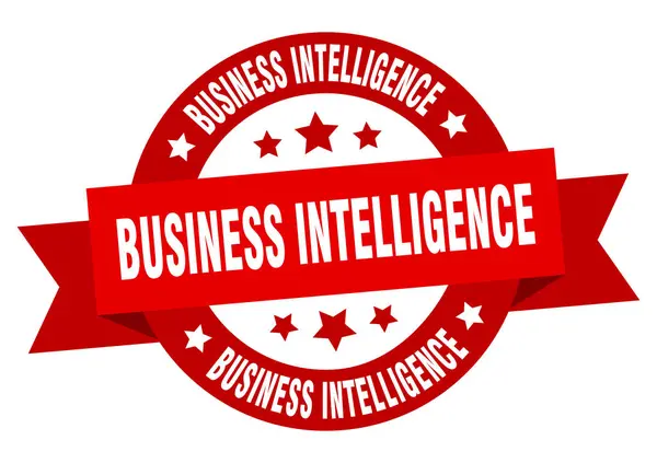 Business Intelligence Στρογγυλή Κορδέλα Απομονωμένη Ετικέτα Σήμα Επιχειρηματικών Πληροφοριών — Διανυσματικό Αρχείο