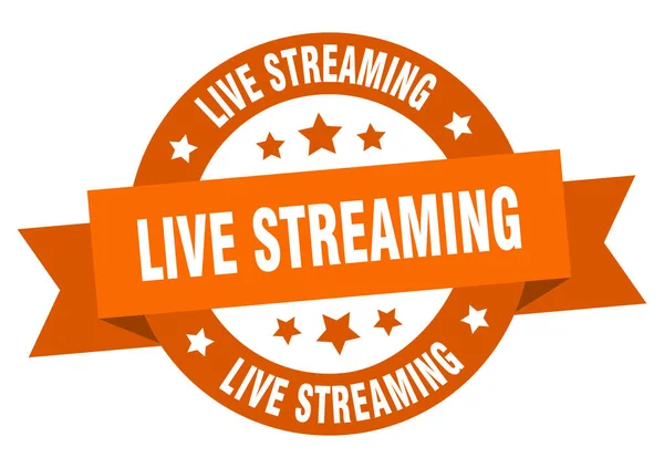 Live Streaming Ruban Rond Étiquette Isolée Signe Streaming Direct — Image vectorielle