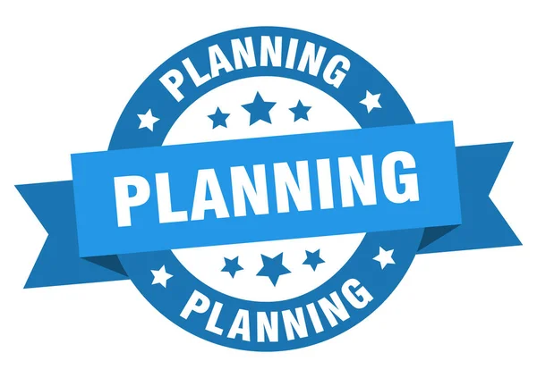 Planejamento Fita Redonda Rótulo Isolado Sinal Planeamento — Vetor de Stock