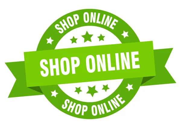 Negozio Line Nastro Rotondo Isolata Etichetta Shop Online Segno — Vettoriale Stock