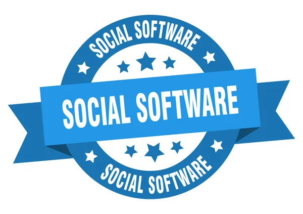 Software Social Redonda Fita Etiqueta Isolada Sinal Software Social —  Vetores de Stock