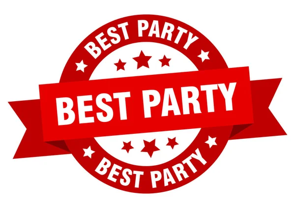 Melhor Partido Fita Redonda Rótulo Isolado Melhor Sinal Festa — Vetor de Stock