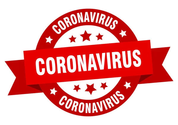 Coronavírus Fita Redonda Rótulo Isolado Sinal Coronavírus — Vetor de Stock