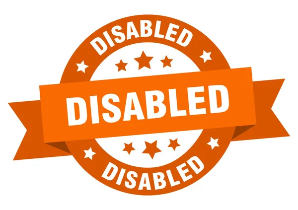 Etichetta Isolata Con Nastro Rotondo Disabilitata Segno Disattivato — Vettoriale Stock