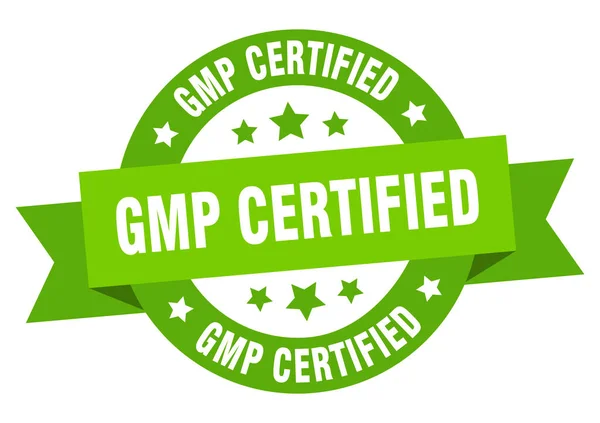 Gmp Certificado Cinta Redonda Aislada Etiqueta Gmp Signo Certificado — Archivo Imágenes Vectoriales