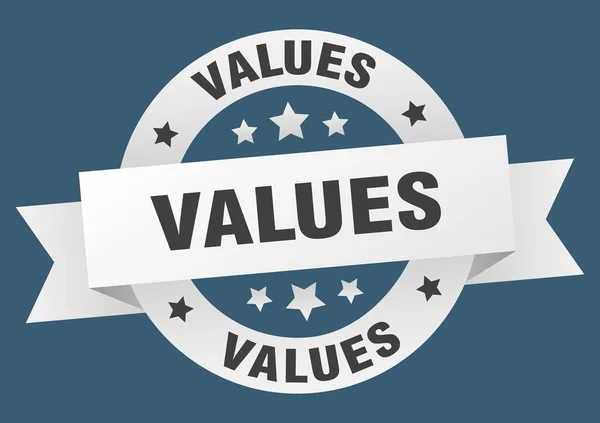 Valores Cinta Redonda Etiqueta Aislada Signo Valores — Vector de stock