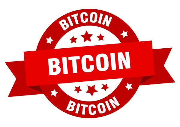 Etichetta Bitcoin Nastro Rotondo Isolato Segno Bitcoin — Vettoriale Stock